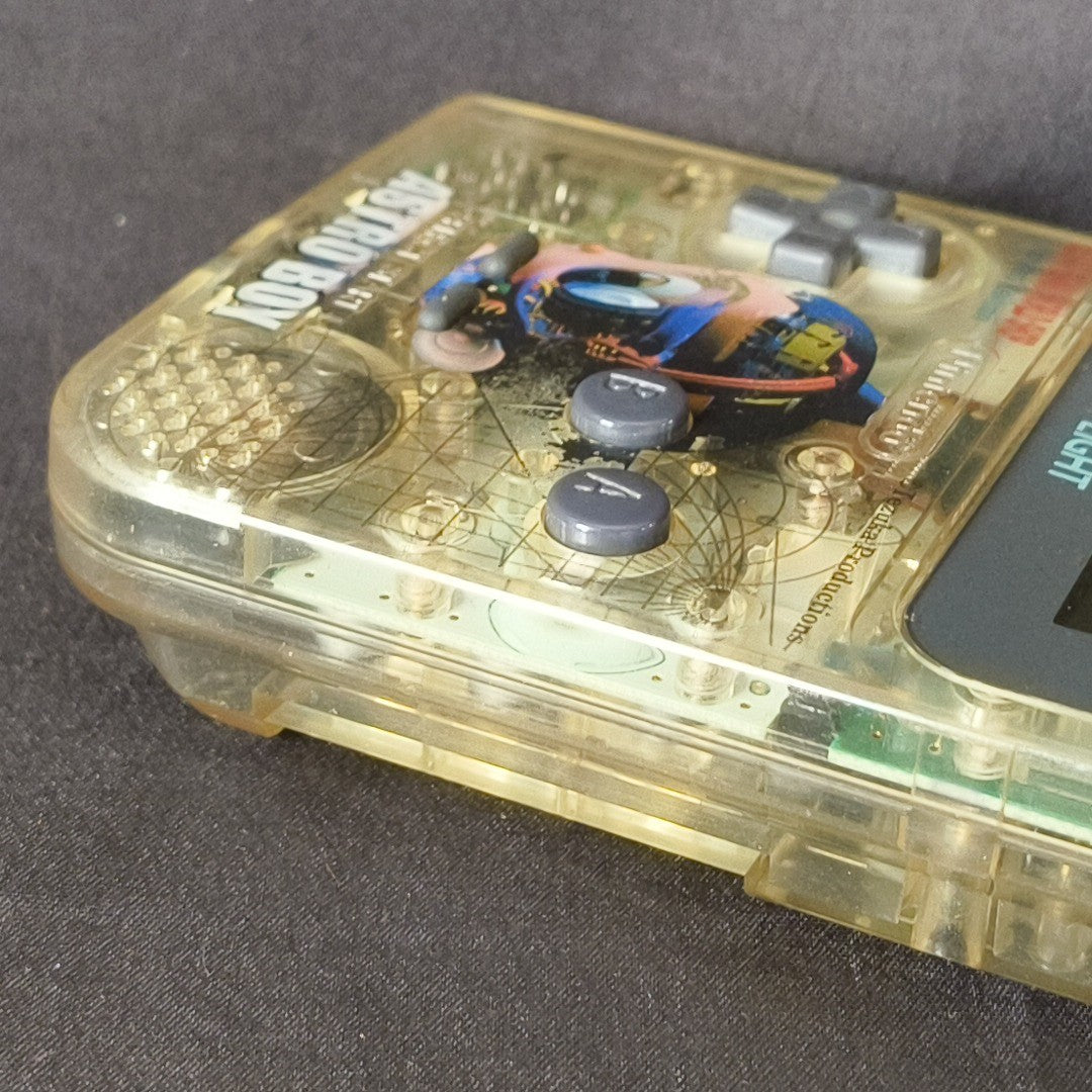 Game Boy Light Astro Boy Clear Limited edition Console Works Missing Battery Lid