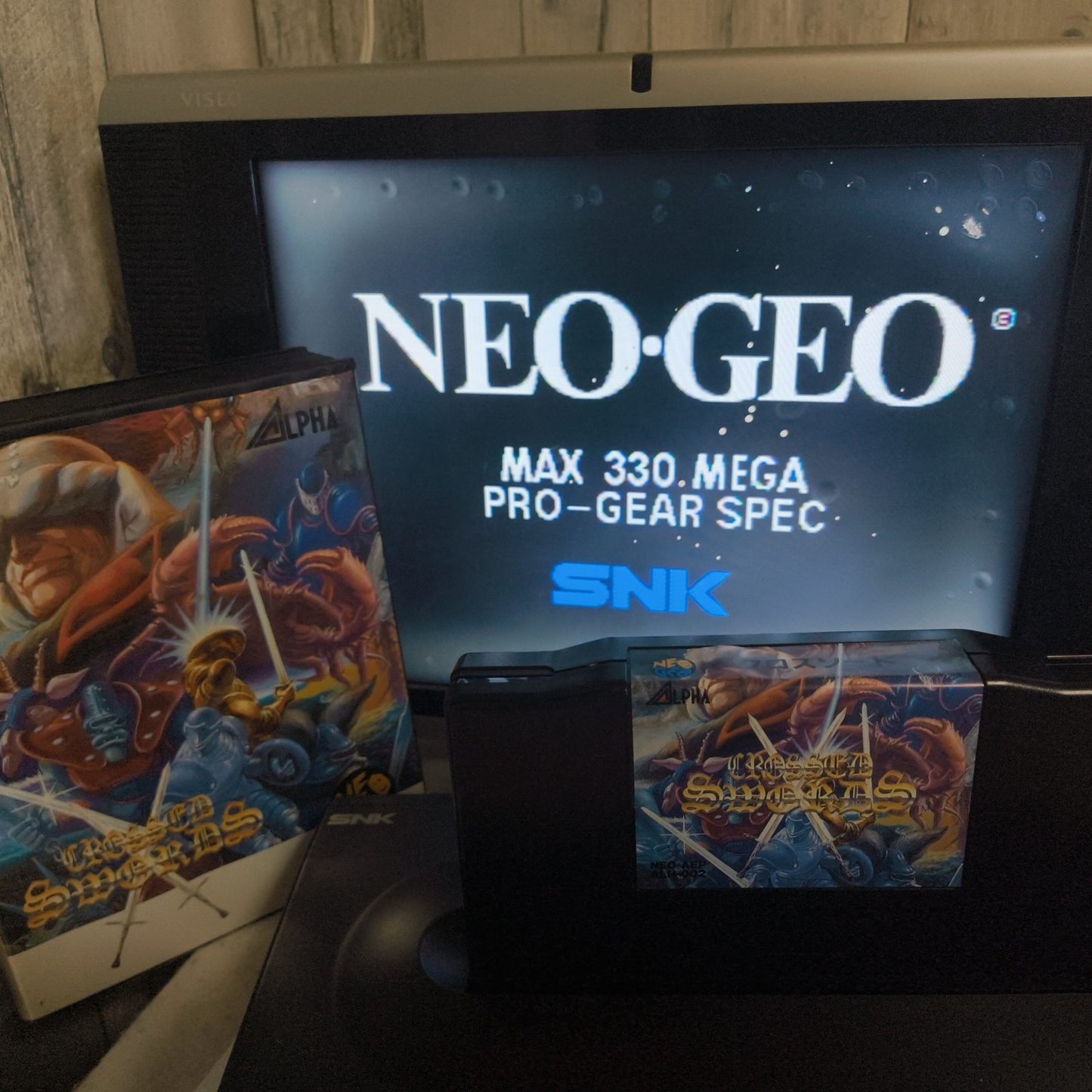 CROSSED SWORDS SNK NEO GEO AES Cartridge, Manual, Boxed set, Working, Japan