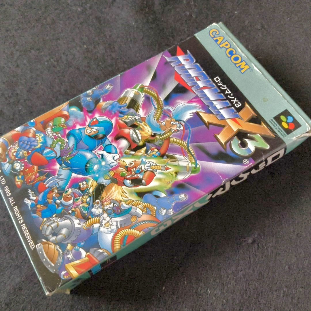 Rockman X3 MEGAMAN Super Famicom Cartridge, Manual, Box set, Working, Japan