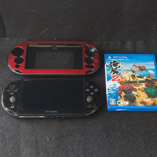 SONY PS Vita PCH-2000 ZA11 Black Console w/Game, Working, No charger, Japan