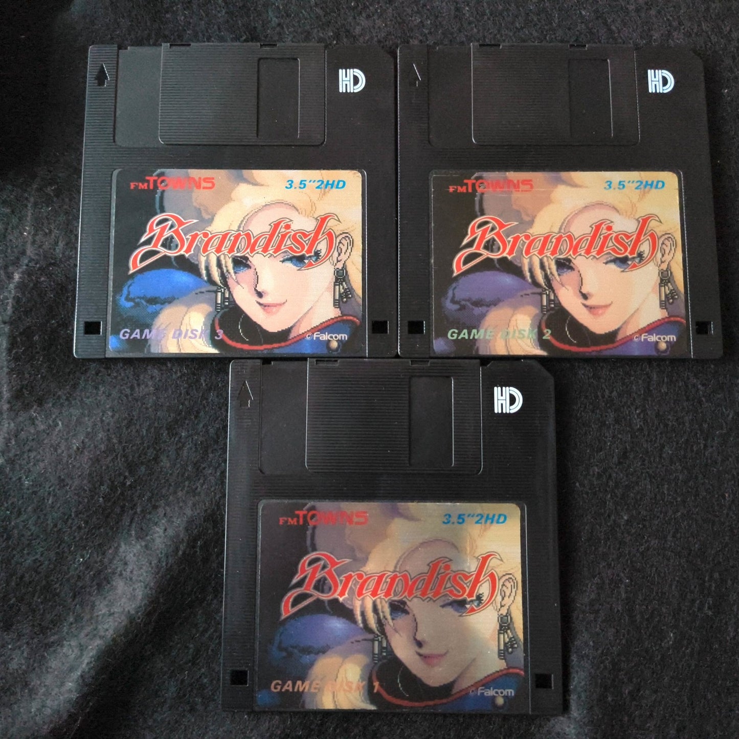 Brandish Falcom FM TOWNS Marty Game, Disk, Manual and Box set, Working, Japan