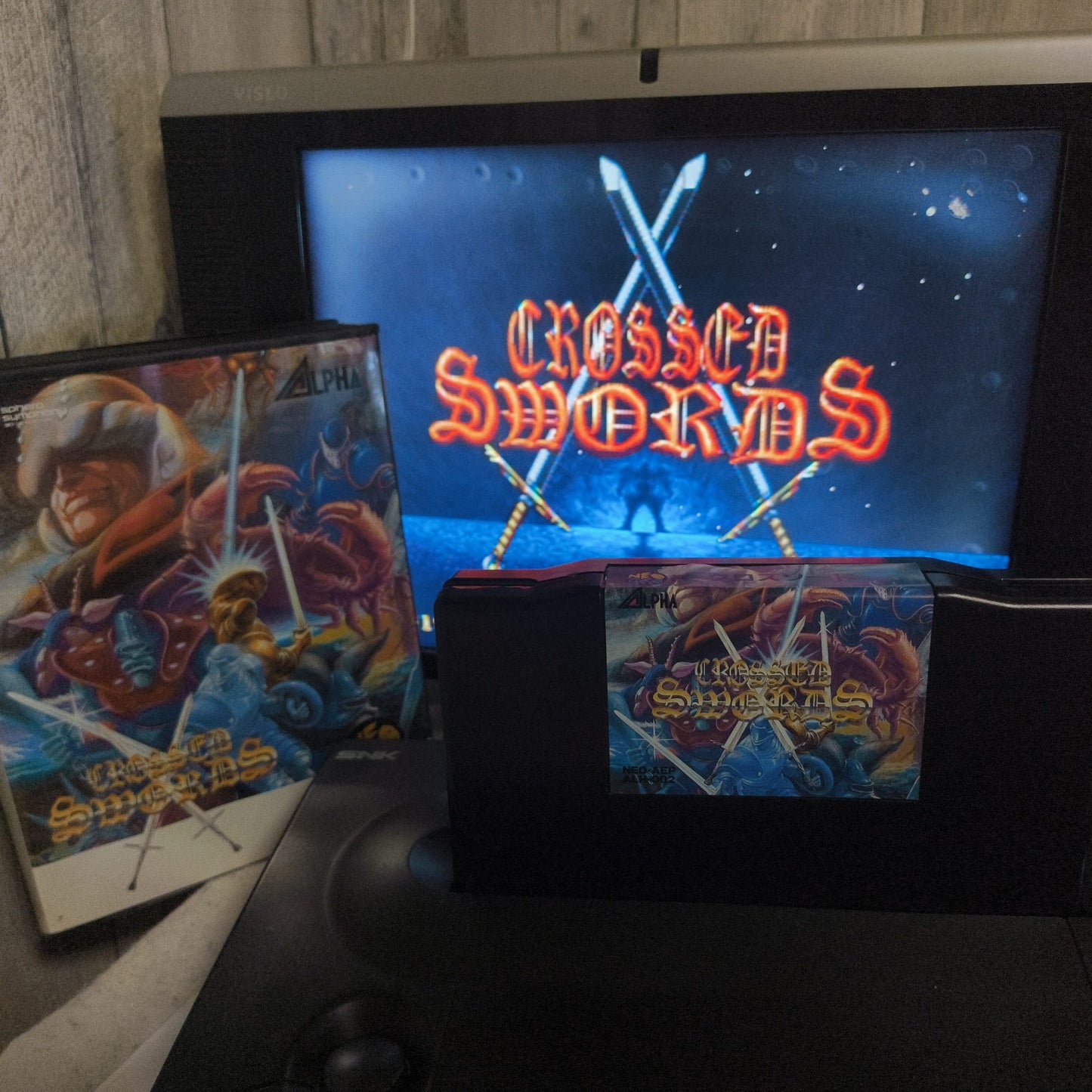 CROSSED SWORDS SNK NEO GEO AES Cartridge, Manual, Boxed set, Working, Japan