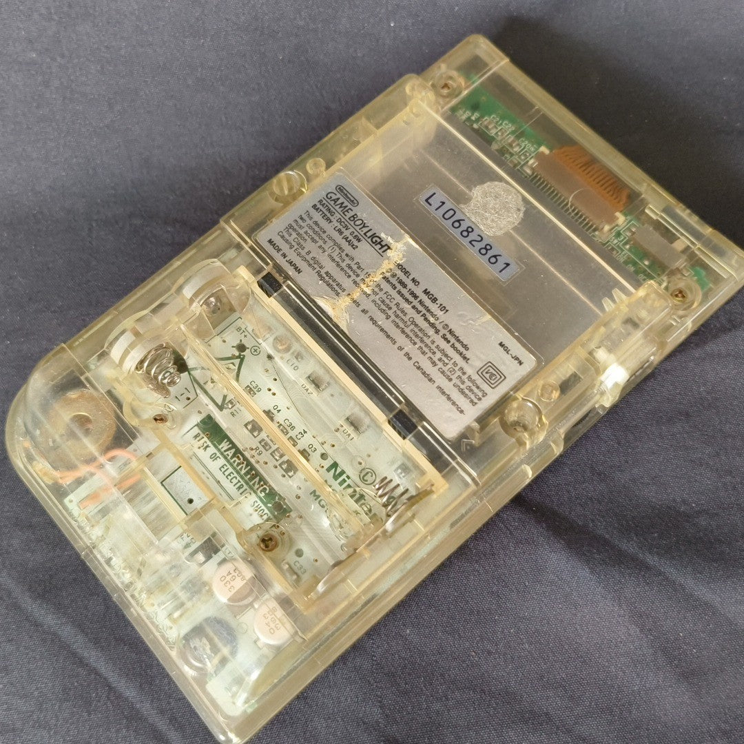 Game Boy Light Astro Boy Clear Limited edition Console Works Missing Battery Lid
