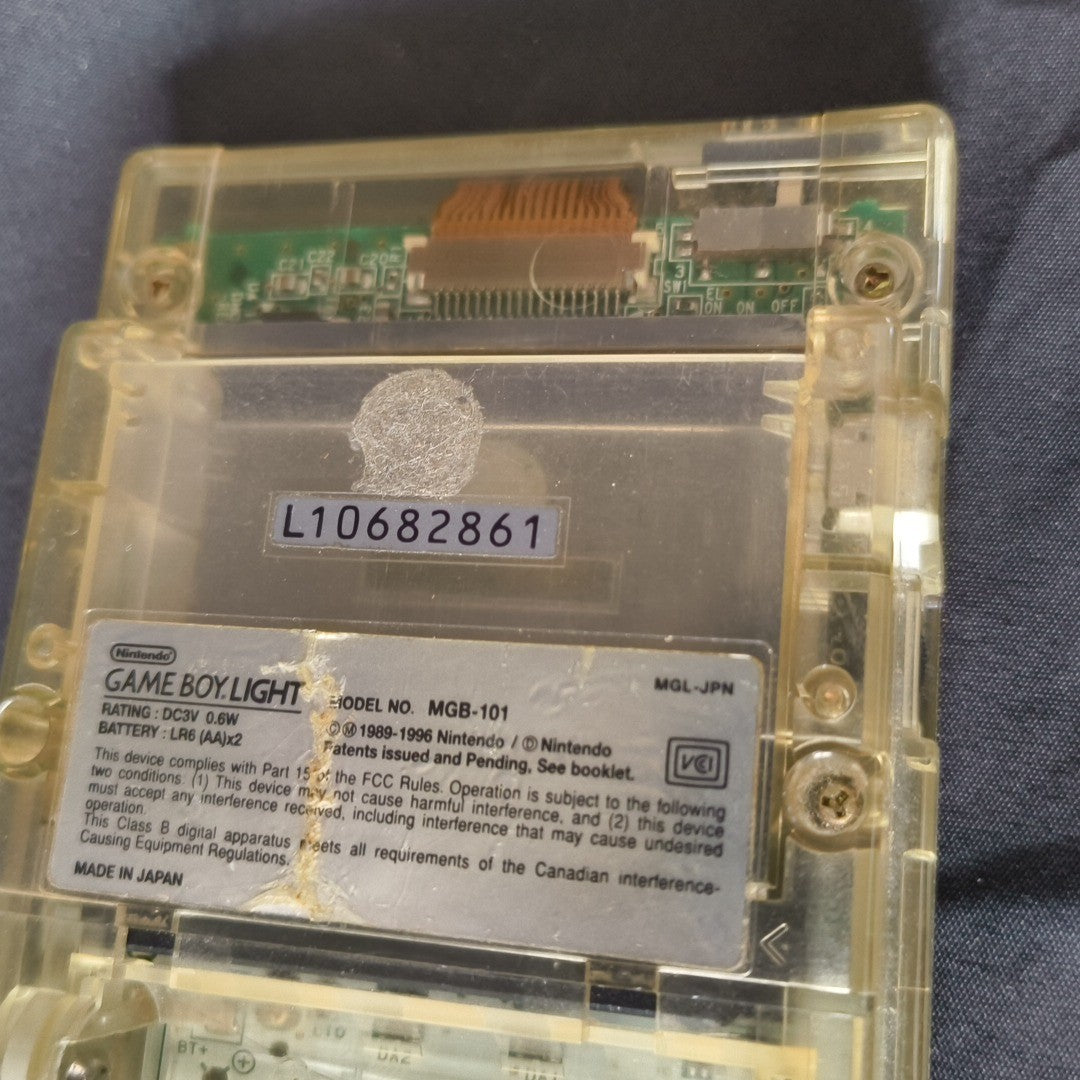 Game Boy Light Astro Boy Clear Limited edition Console Works Missing Battery Lid