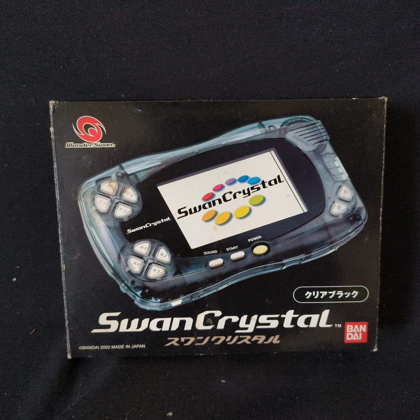 Bandai WoderSwanCrystal Clear Black Console Boxed WS, Working, Japan, Bleed Junk