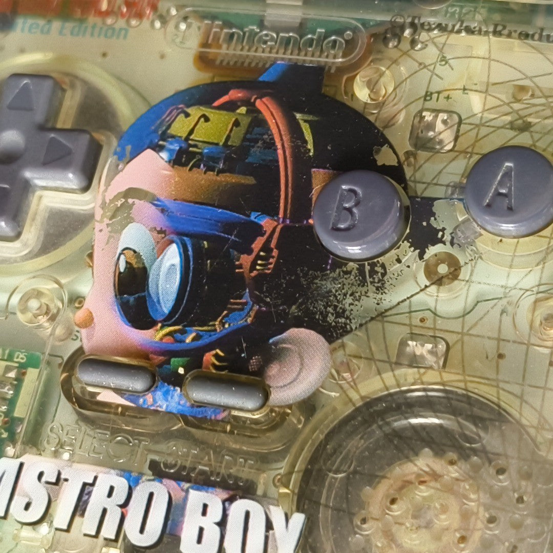 Game Boy Light Astro Boy Clear Limited edition Console Works Missing Battery Lid