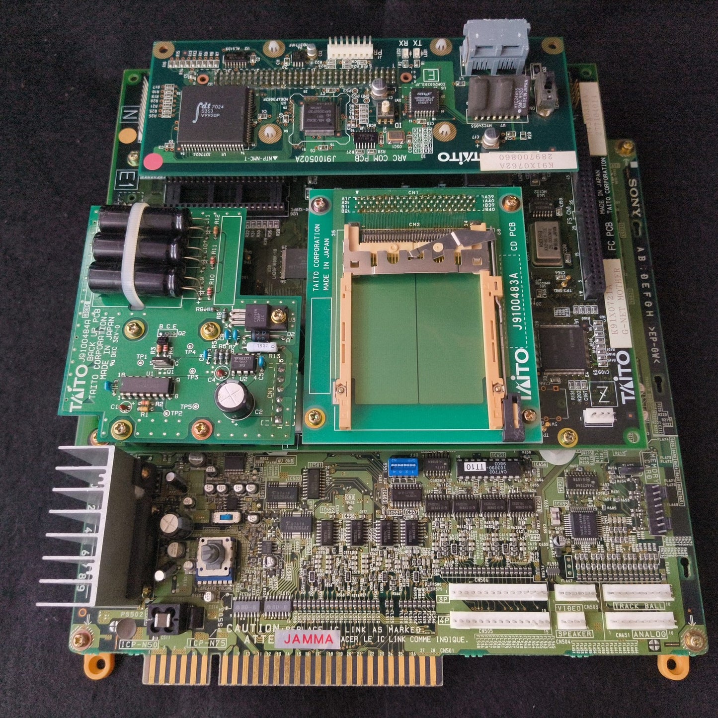 TAITO G-NET Arcade Motherboard (A Board) JAMMA with Backup Board, Working, Japan