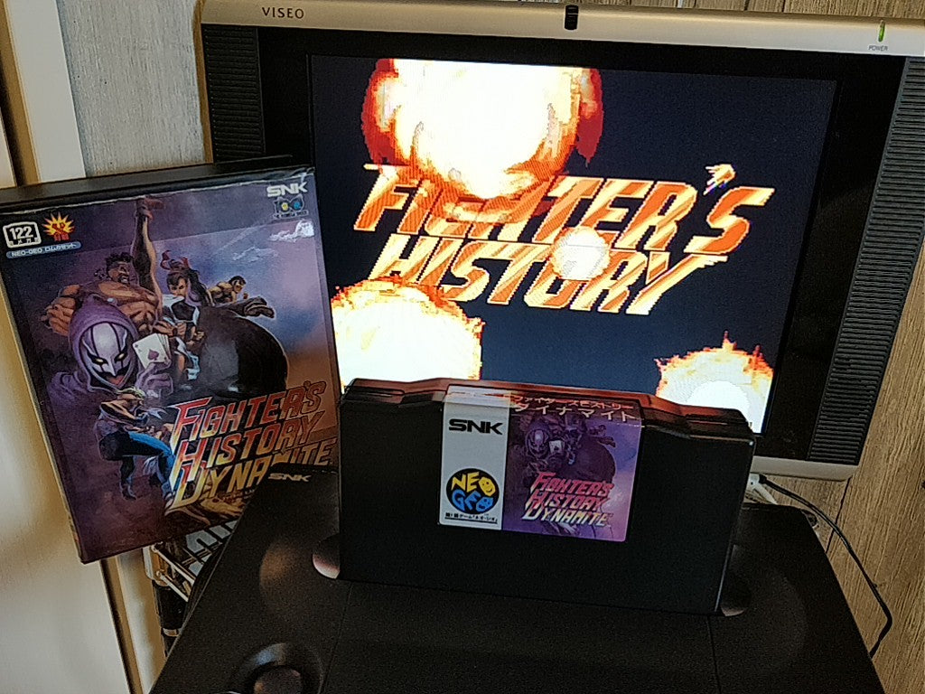 FIGHTER'S HISTORY SNK NEO GEO AES Cartridge w/ Manual, Box, Working, Japan