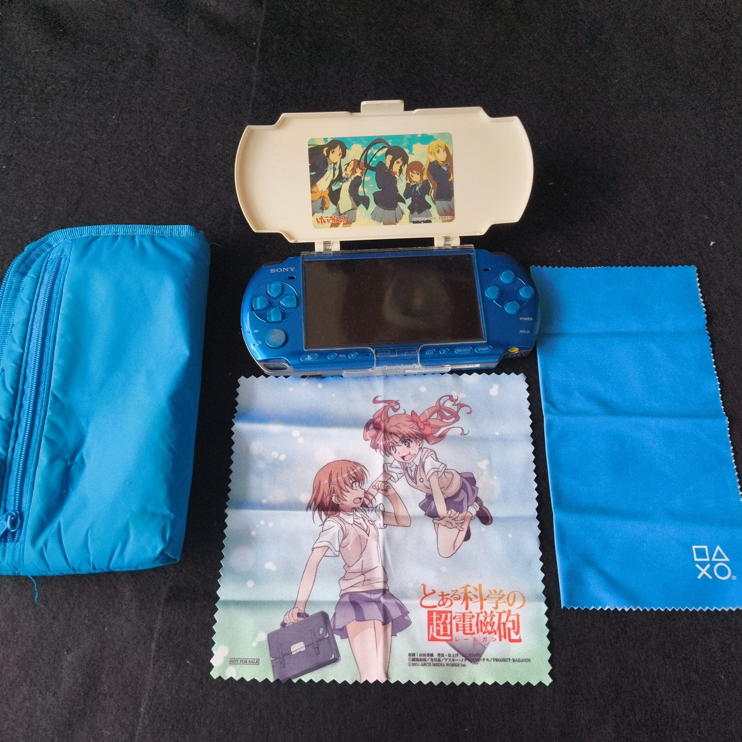Sony PSP 3000 Vibrant Blue Console Anime Goods Bundle Tested Loud UMD Drive Slow