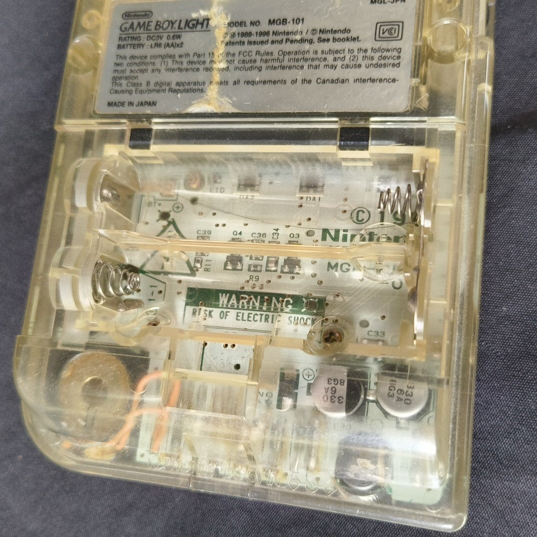 Game Boy Light Astro Boy Clear Limited edition Console Works Missing Battery Lid