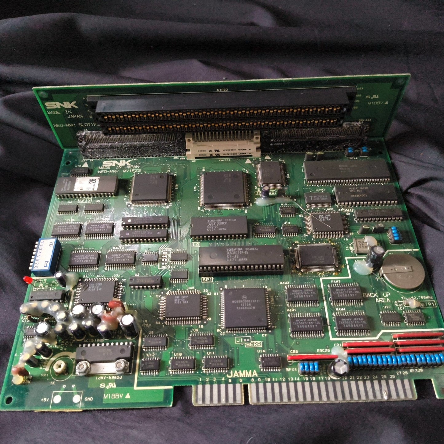 NEO GEO MVS System Motherboard (A Board) NEO-MVH SLOT1FZS JAMMA, Working, Japan