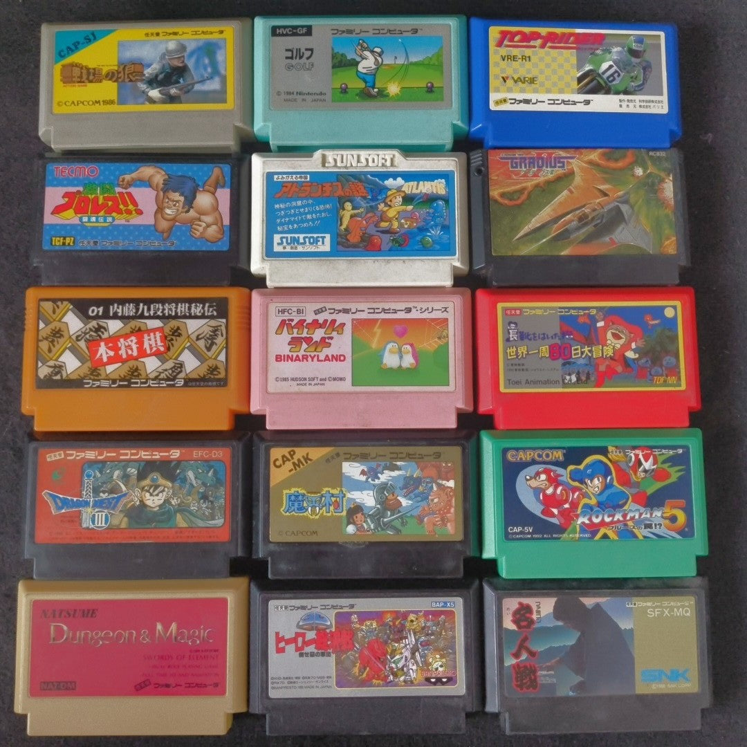 Wholesale lots of 15 Nintendo Famicom FC NES Game Cartridges set, Japan, AS-IS