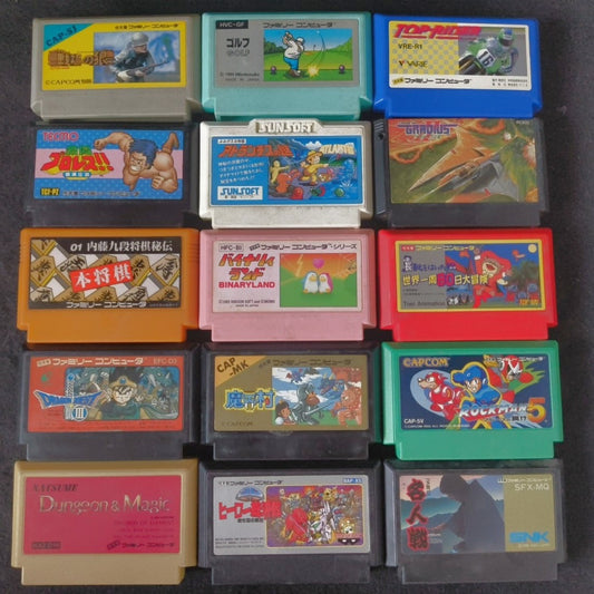 Wholesale lots of 15 Nintendo Famicom FC NES Game Cartridges set, Japan, AS-IS