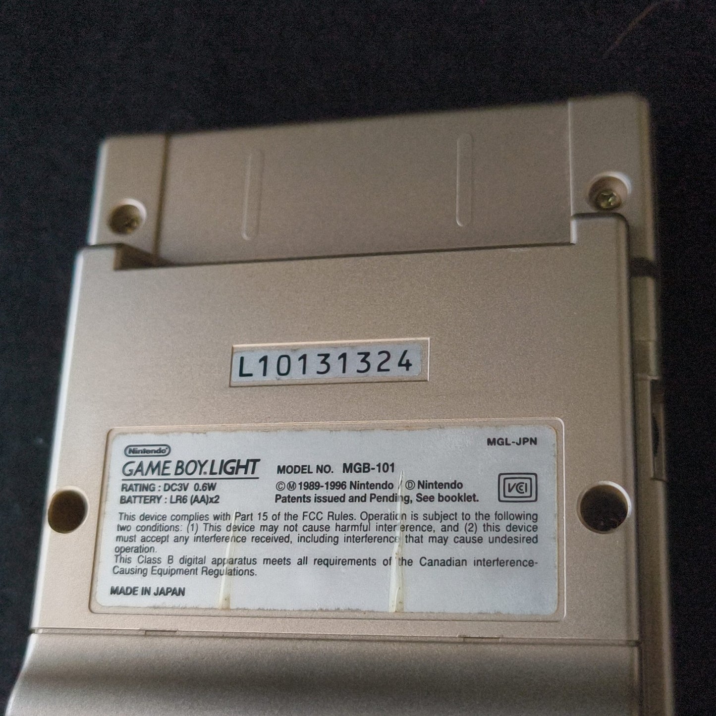 Nintendo Game boy Light Gold color console MGB-101, Manual, and box set, Japan
