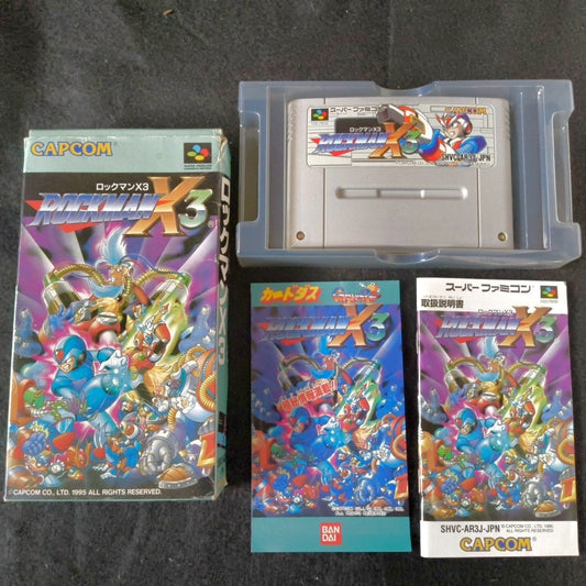 Rockman X3 MEGAMAN Super Famicom Cartridge, Manual, Box set, Working, Japan