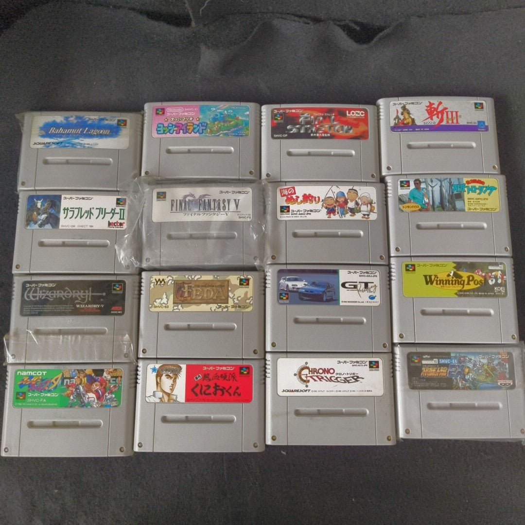 Bulksale lots of 16 Nintendo Super Famicom SFC SNES Game Cartridges set , Japan