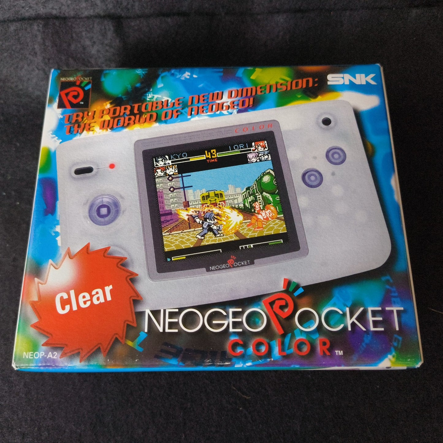 SNK NEOGEO POCKET Color Clear Console W/Manual and Box set, Working, Japan