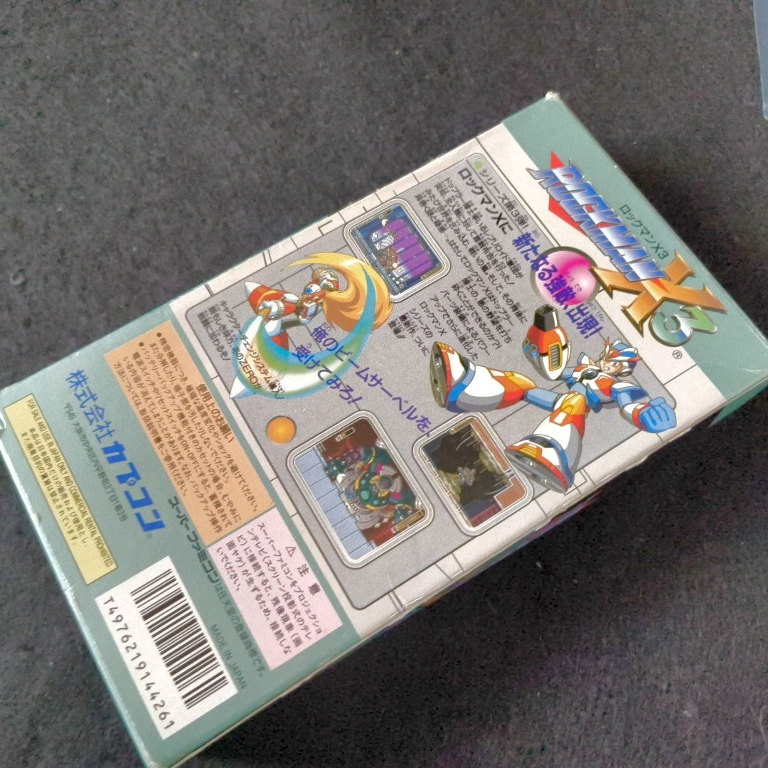 Rockman X3 MEGAMAN Super Famicom Cartridge, Manual, Box set, Working, Japan