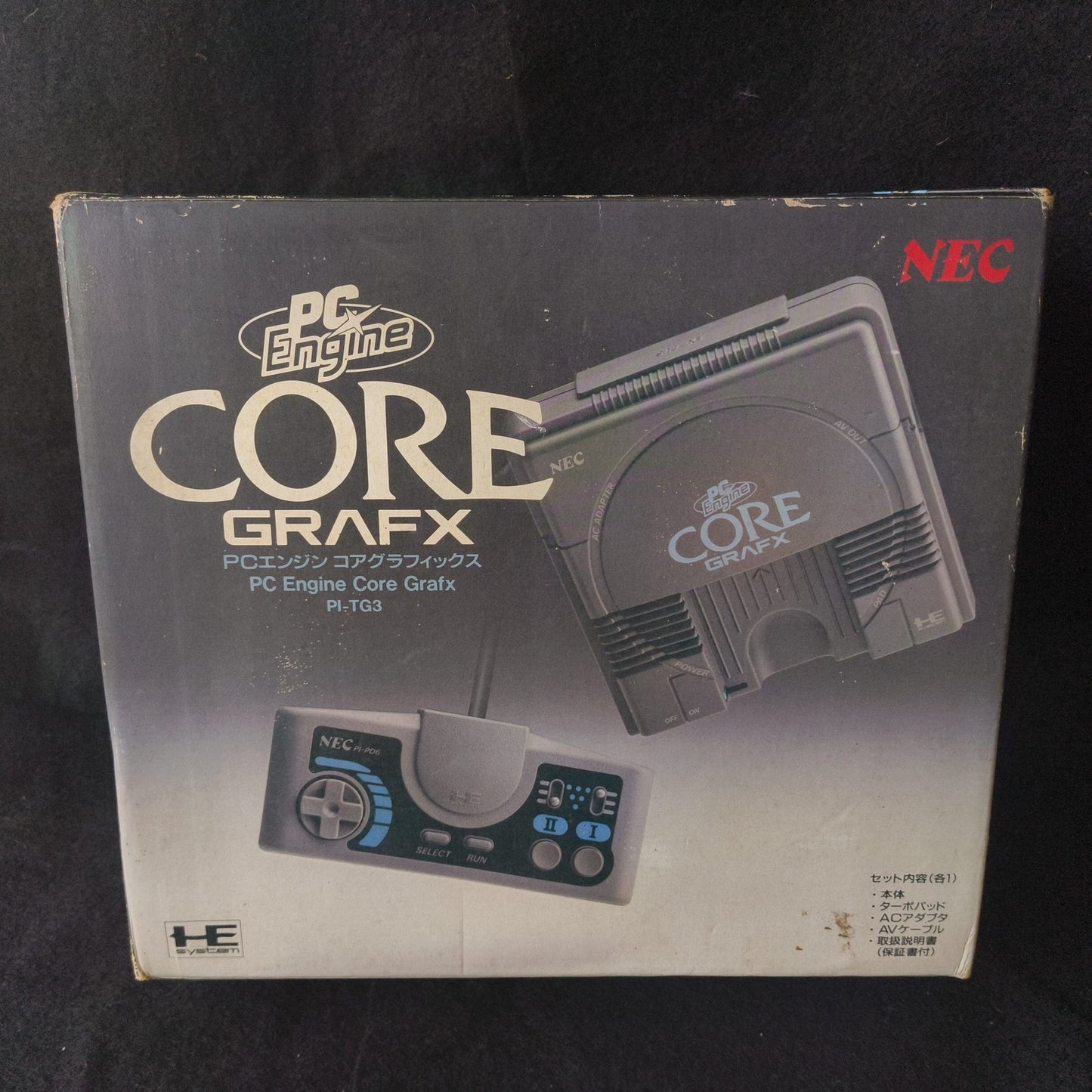 NEC PC Engine Coregrafx Console PI-TG3 TurboGrafx16, Pad, PSU, Box set, Japan