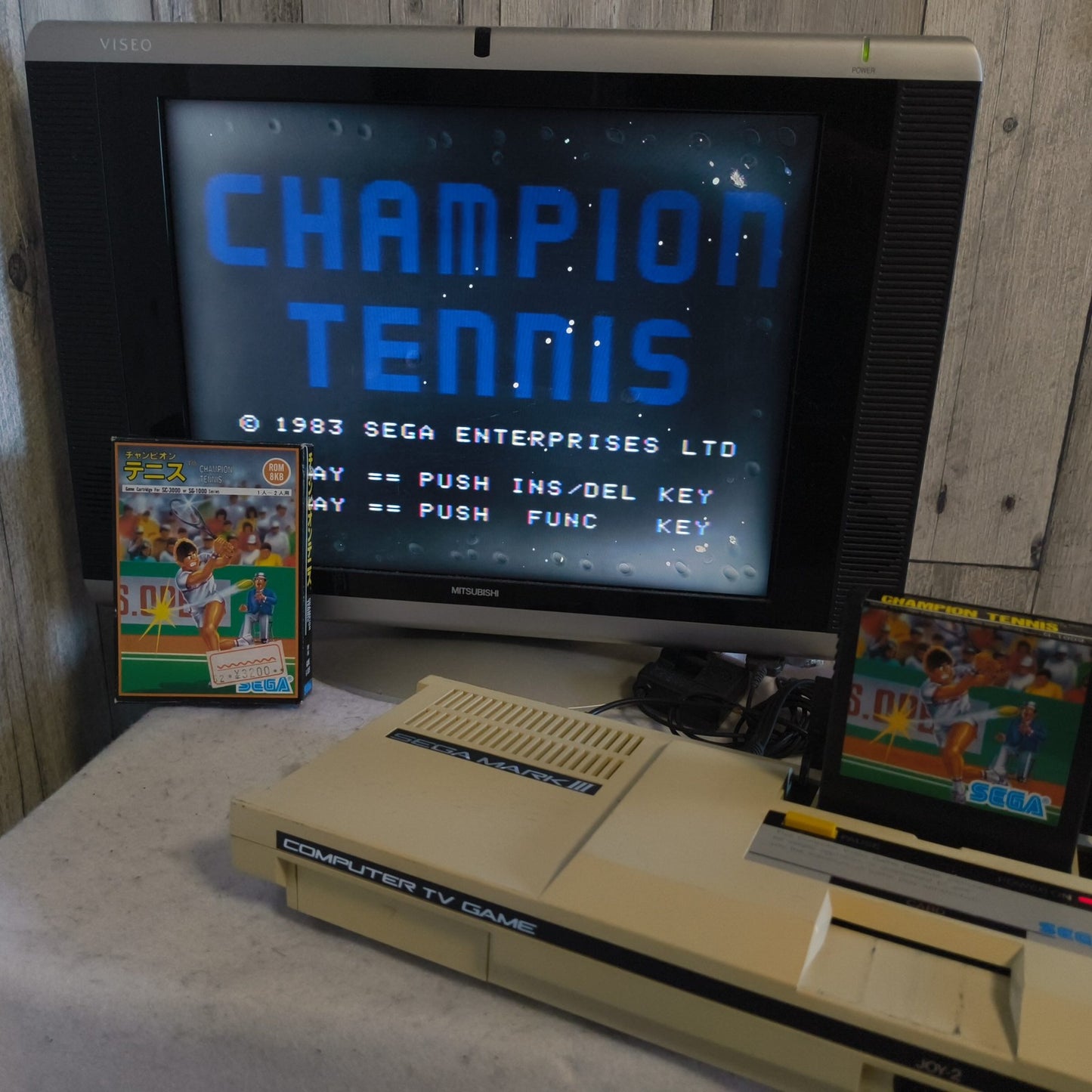 Champion Tennis SEGA Master system, Mark3 Game cart, w/Manual, Box, Tested,Japan