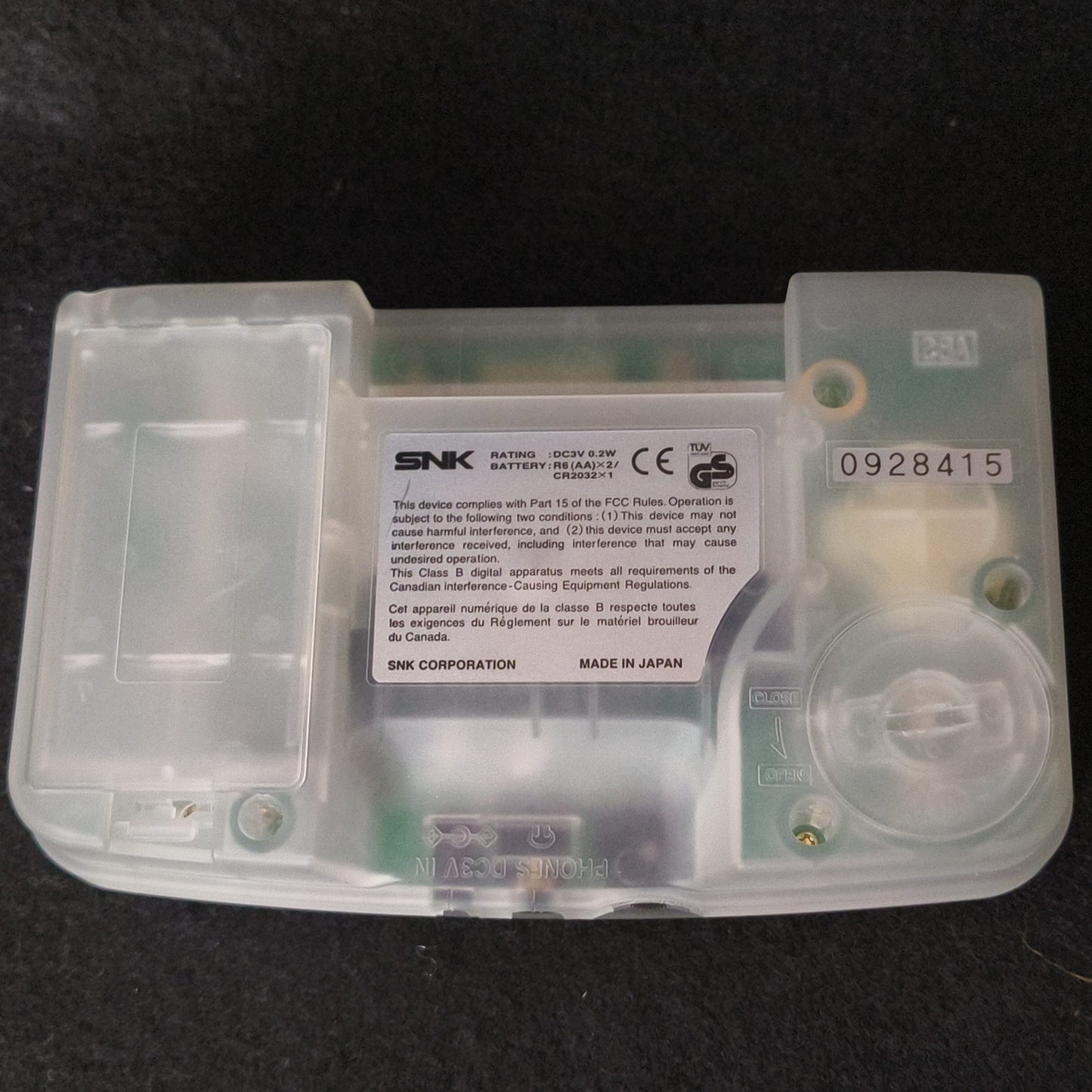 SNK NEOGEO POCKET Color Clear Console W/Manual and Box set, Working, Japan