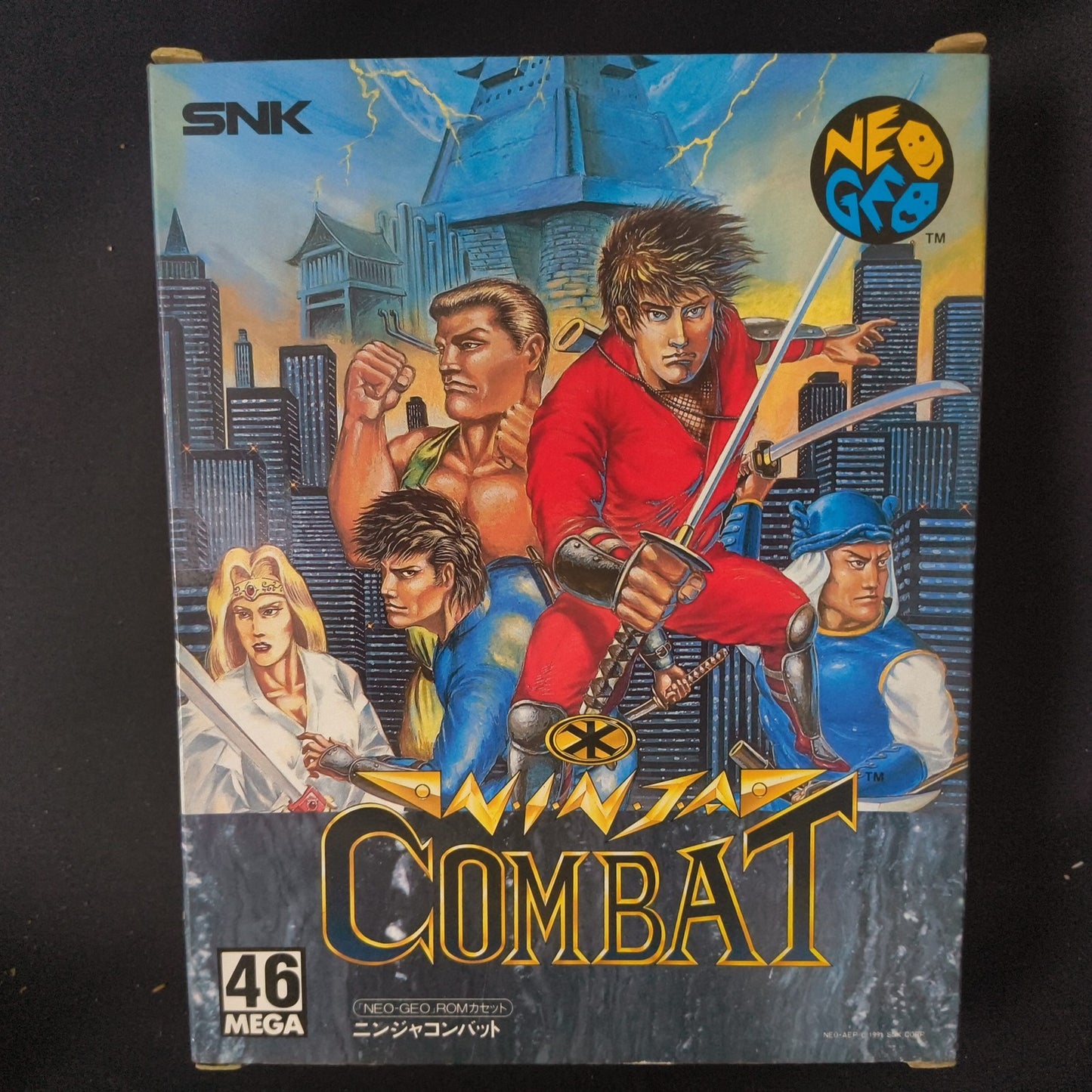NINJA COMBAT SNK NEO GEO AES Cartridge w/ Manual, Paper Box, Working, Japan