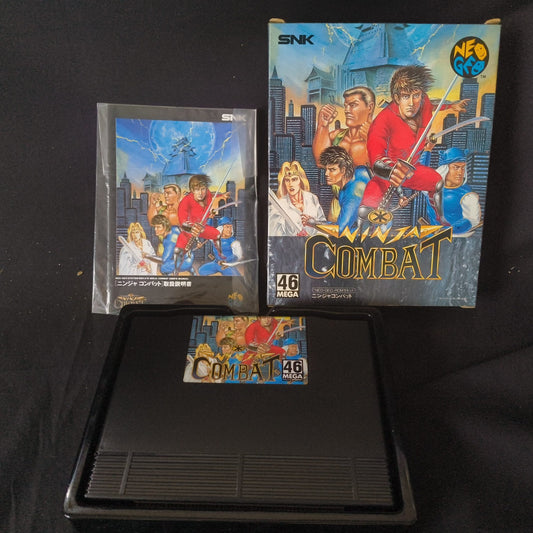 NINJA COMBAT SNK NEO GEO AES Cartridge w/ Manual, Paper Box, Working, Japan