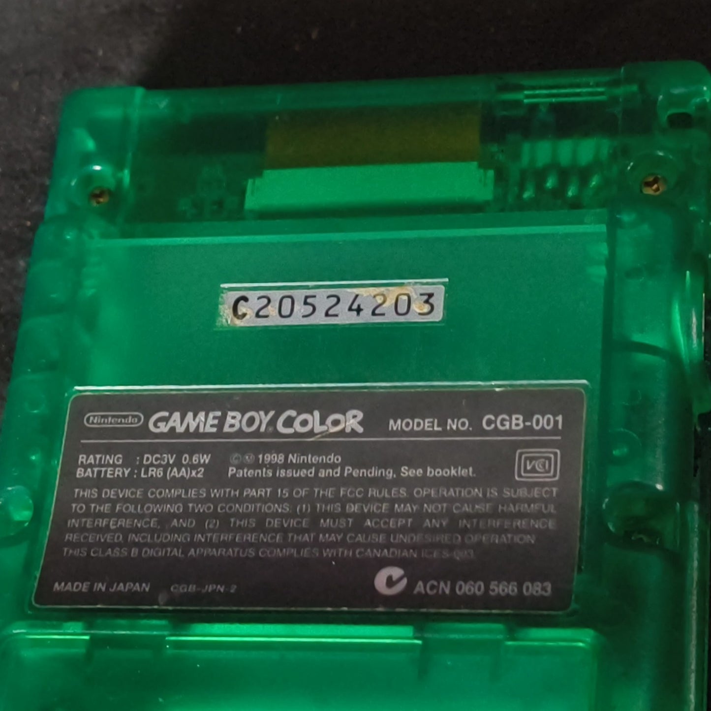 Nintendo Gameboy Color Toys R Us Limited edition Greeh console and Game, Working