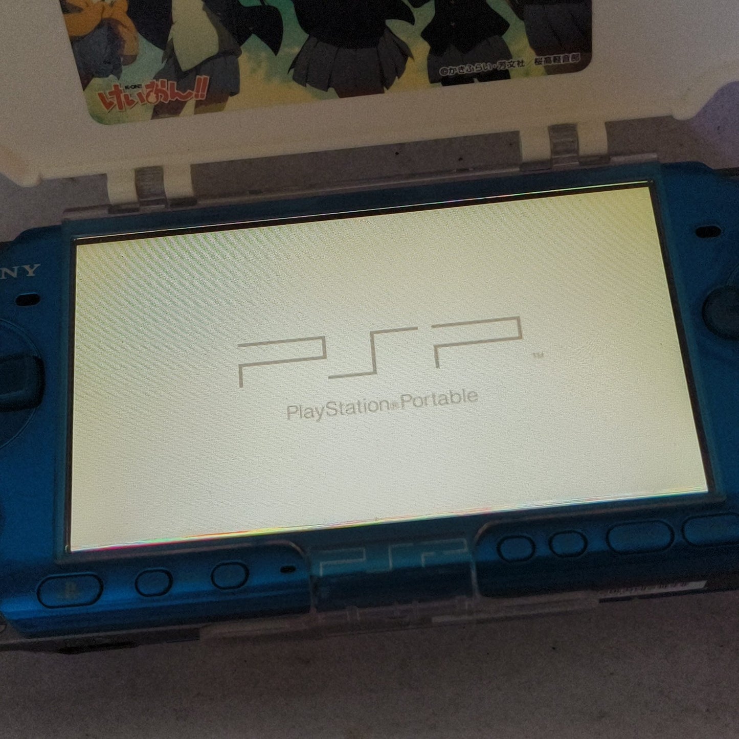 Sony PSP 3000 Vibrant Blue Console Anime Goods Bundle Tested Loud UMD Drive Slow