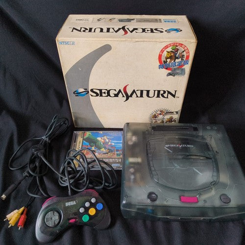 SEGA Saturn SS Limited Derby Stallion Blue Skeleton Console HST-3220, Working