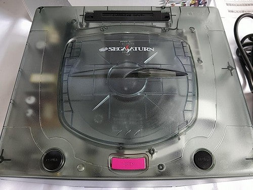 SEGA Saturn SS Limited Derby Stallion Blue Skeleton Console HST-3220, Working
