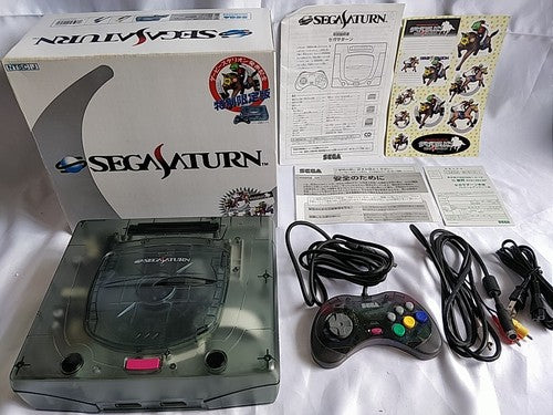 SEGA Saturn SS Limited Derby Stallion Blue Skeleton Console HST-3220, Working