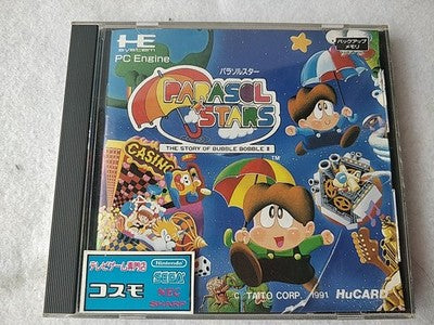 Parasol Stars Story of Bubble Bobble 3 Taito PC Engine HuCard Case Japan Working