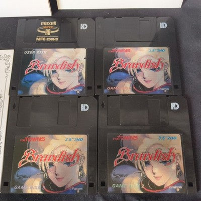 Brandish FM Towns Falcom Complete CIB 3.5 Floppy Disks Working Japan Rare Import