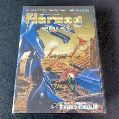 Tecno Soft Herzog Zwei Sega Mega Drive Complete Set Working Rare Japan Import