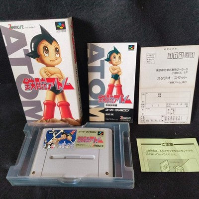 Tetsuwan Atom Astro Boy Super Famicom Cartridge, Manual, Box set, Working, Japan