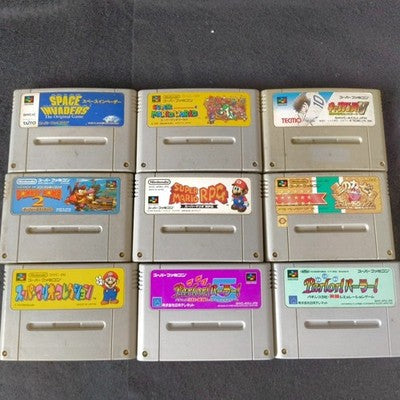 Super Famicom SFC Game Cartridge Bulk Lot of 9 Super Mario World RPG Kirby Japan