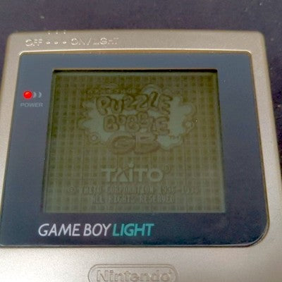 Nintendo Game Boy Light Gold Console Puzzle Bobble GB Cartridge Working Japan