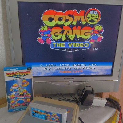 Cosmo Gang The Video Super Famicom Namcot Complete CIB Working Rare Import Japan