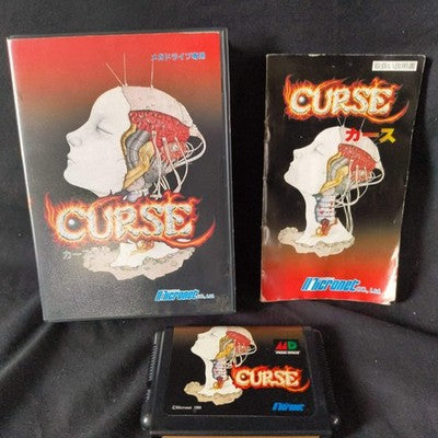 CURSE SEGA MEGA DRIVE Genesis W/Manual, Box, working Japan -i0210-