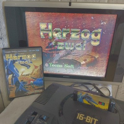 Tecno Soft Herzog Zwei Sega Mega Drive Complete Set Working Rare Japan Import