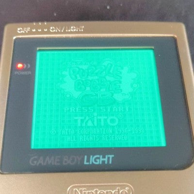 Nintendo Game Boy Light Gold Console Puzzle Bobble GB Cartridge Working Japan