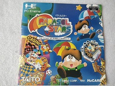 Parasol Stars Story of Bubble Bobble 3 Taito PC Engine HuCard Case Japan Working