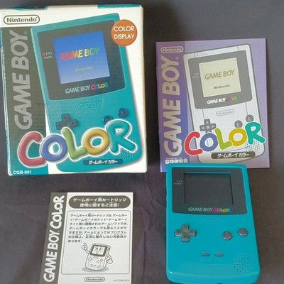 Game Boy Color Teal Nintendo Console CGB-001 Boxed Working No Game Cart Japan