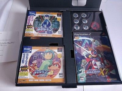 Rockman Megaman Collection Special Box PS1 PS2 7 Discs Pin Badges Not Tested