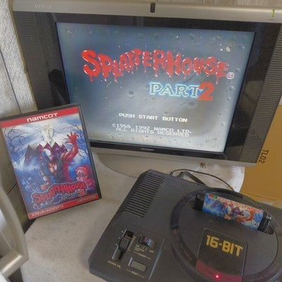 Namco Splatterhouse Part 2 Sega Mega Drive Cartridge Box Manual Working Japan