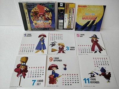 Cotton 2 Sega Saturn Shooter Game Disc Manual Boxed Set Bonus Calendar Working