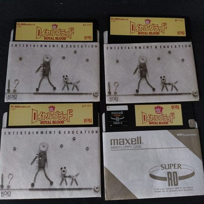 PC-8801 PC88 KOEI Royal Blood Game Disks and Box set, Working, Japan, No manual
