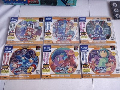 Rockman Megaman Collection Special Box PS1 PS2 7 Discs Pin Badges Not Tested