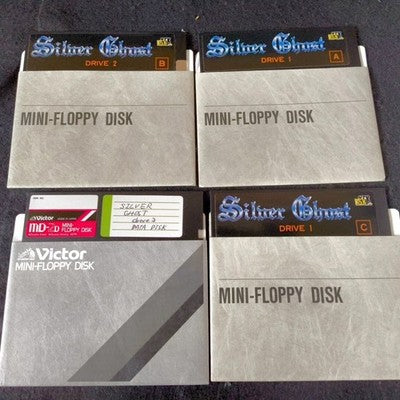 KSK Silver Ghost PC-8801 Floppy Disk Game Complete Set with Manual Japan Import